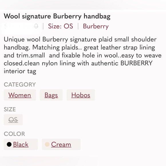 Wool signature authentic Burberry handbag - Picture 10 of 10